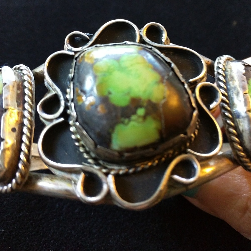 Vintage Green and Brown Turquoise Bracelet